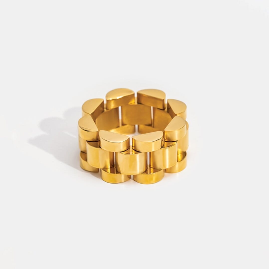 Anel Beauty Largo Elos Minimalista Banhado em Ouro 18k Anel Beauty Largo Elos Minimalista Ouro 18k Minha loja