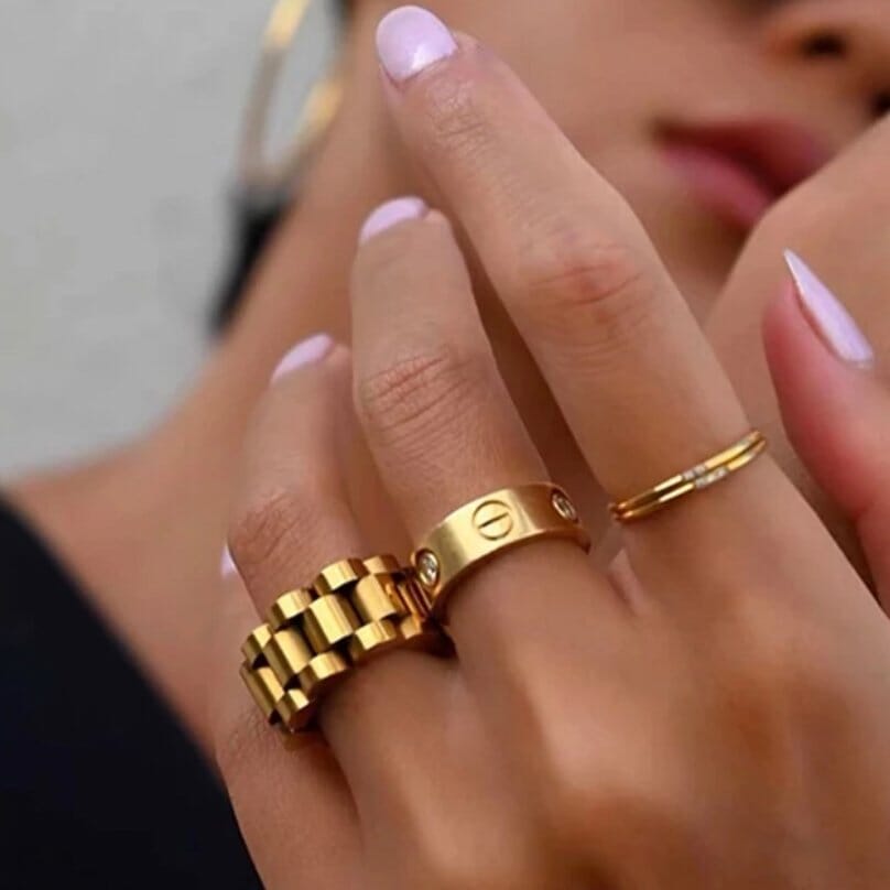 Anel Beauty Largo Elos Minimalista Banhado em Ouro 18k Anel Beauty Largo Elos Minimalista Ouro 18k Minha loja