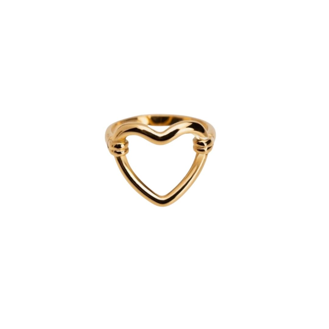 Anel Coração Vazado Banhado em Ouro 18k Anel Amor Coração Banhado em Ouro 18K Minha loja Ouro 14