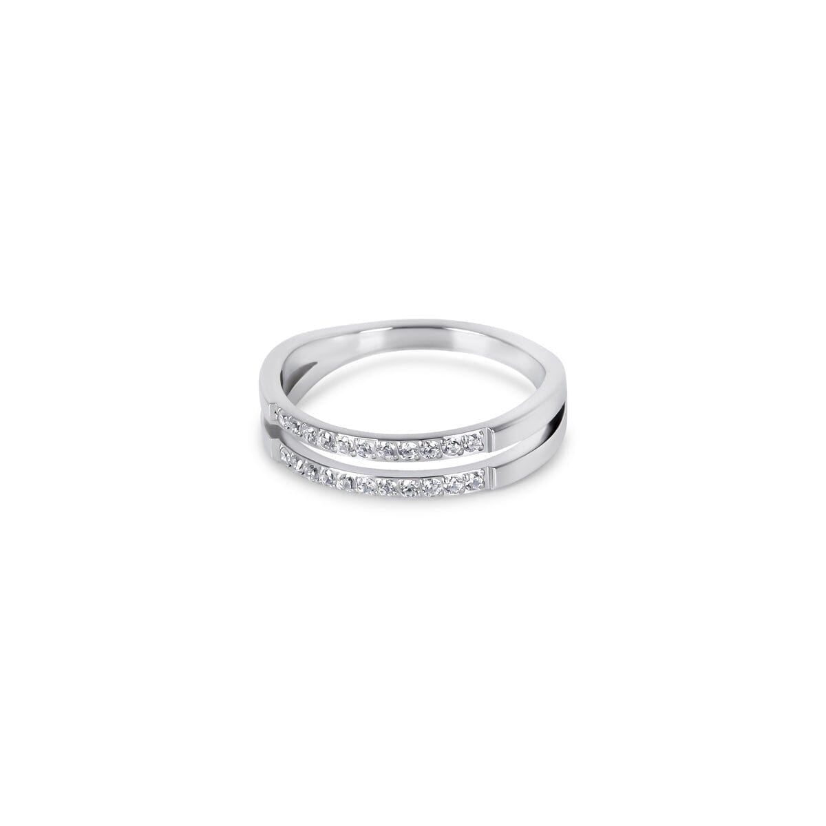 Anel Duplo Brilhantes - Prata Anel Duplo Brilhantes Banhado em Ouro 18k Minha loja Prata 14