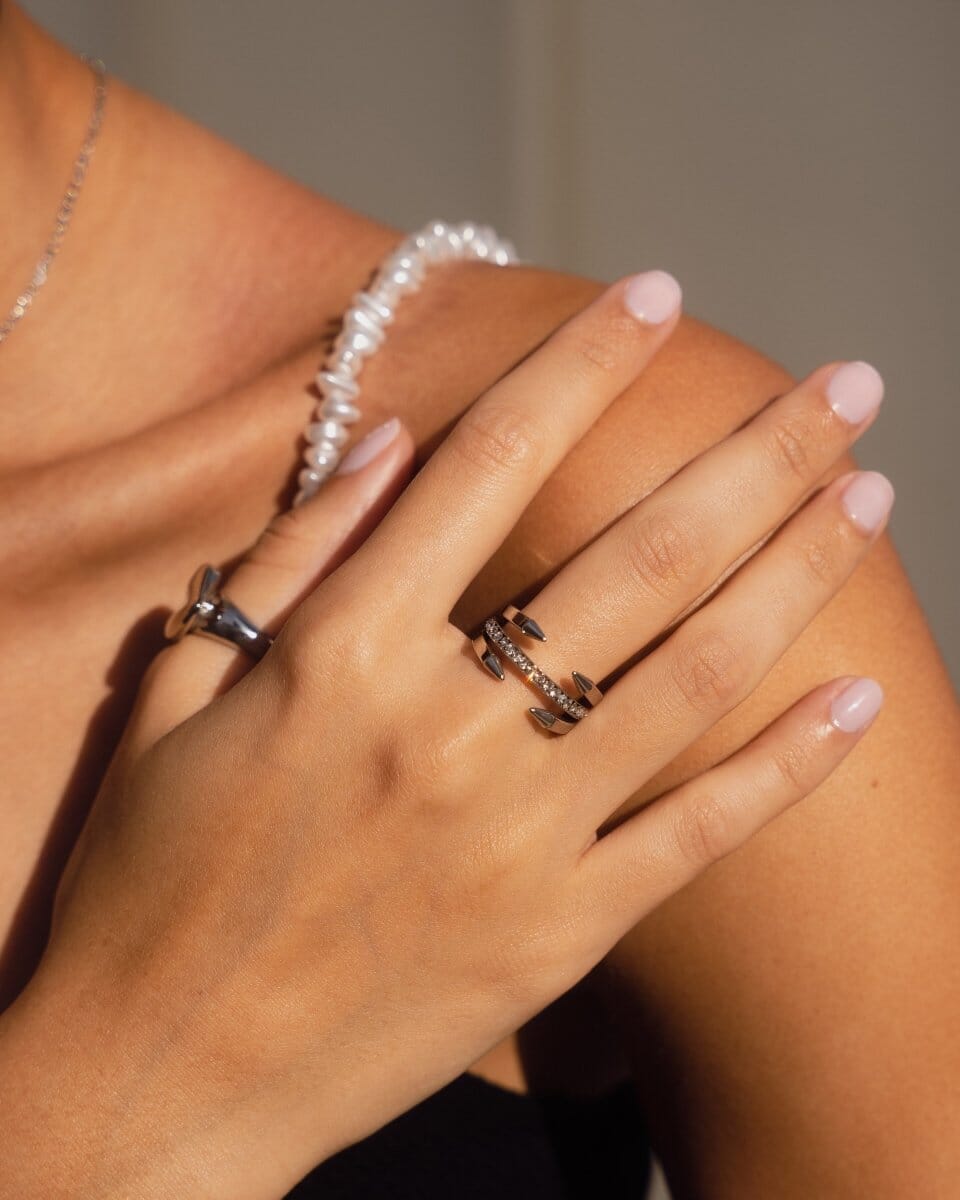 Anel Prego Pontas - Prata Anel Prego Pontas Banhado em Ouro 18K - Prata Minha loja