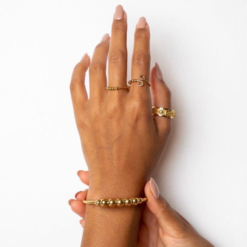 Bracelete Anti-stress Ajustável Esferas Banhado em Ouro 18K Bracelete Esferas Banhado em Ouro 18K Minha loja