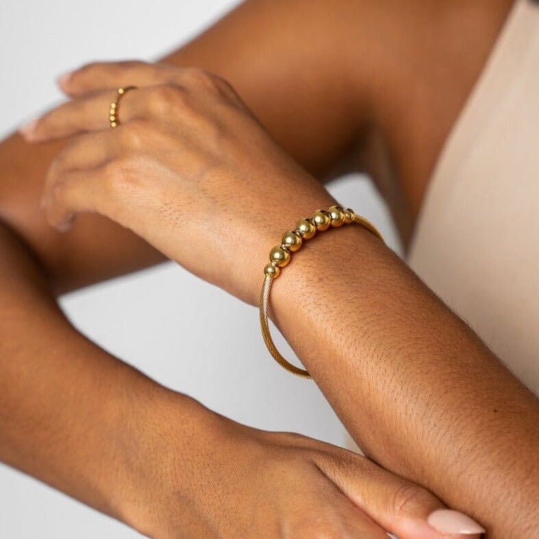 Bracelete Anti-stress Ajustável Esferas Banhado em Ouro 18K Bracelete Esferas Banhado em Ouro 18K Minha loja