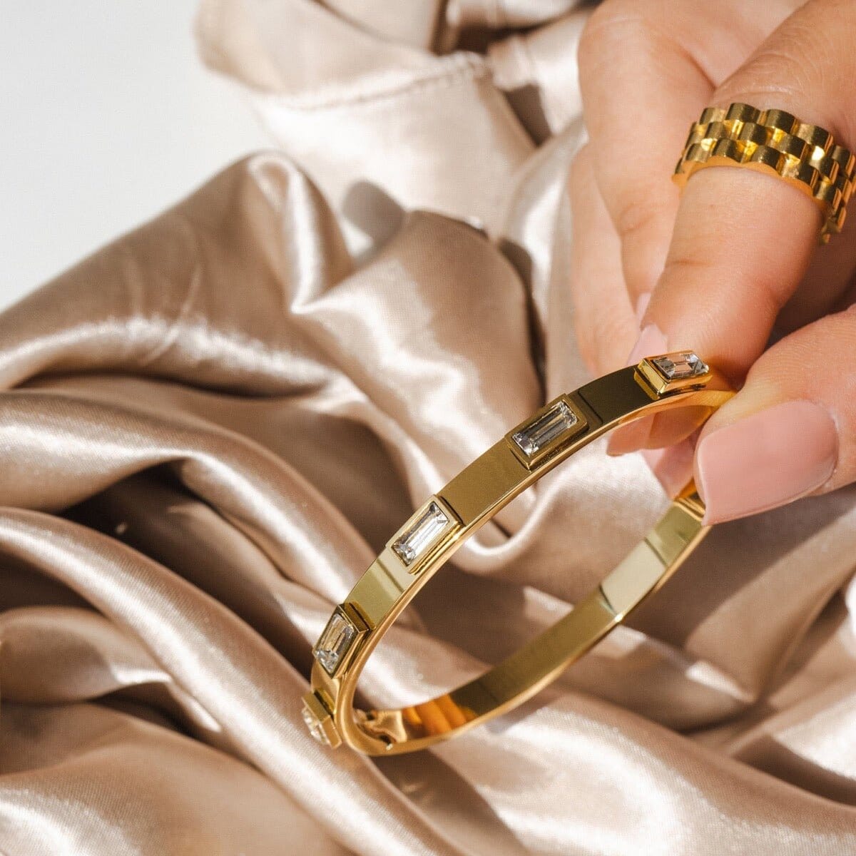 Bracelete Cristais Navete Banhado em Ouro 18K Bracelete Cristais Navete Banhado em Ouro 18K Minha loja