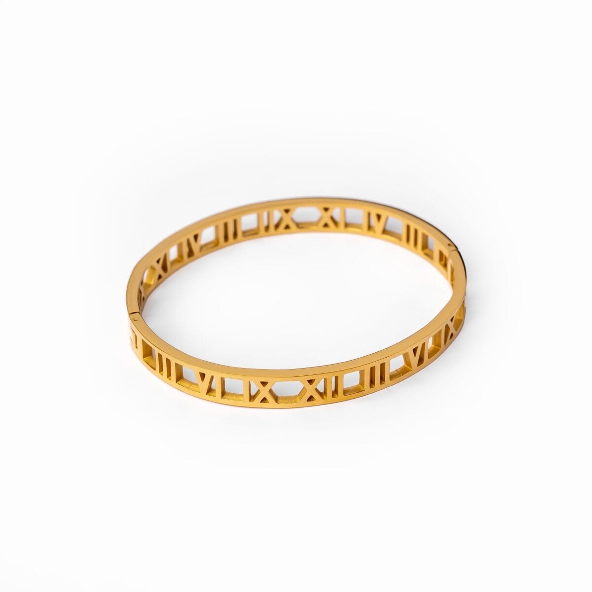 Bracelete Numeral Romanos Banhado em Ouro 18K Bracelete Algarismos Vazados Banhado em Ouro 18K Minha loja Ouro 18cm