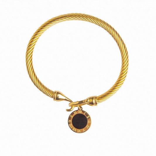 Bracelete Pingente Ônix Banhado em Ouro 18K Bracelete Pingente Ônix Banhado em Ouro 18K Minha loja Ouro