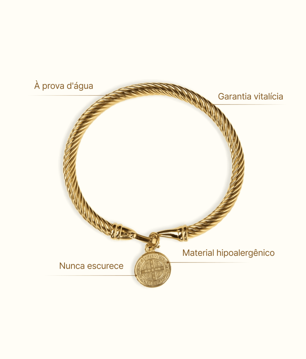 Bracelete Pingente São Bento Banhado em Ouro 18K Bracelete Pingente São Bento Banhado em Ouro 18K Minha loja