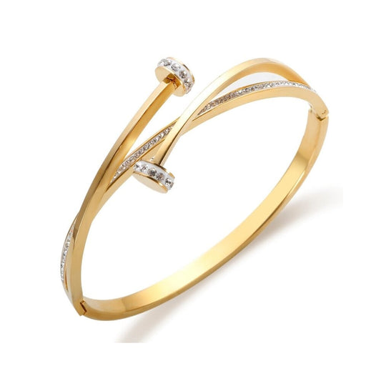Bracelete Prego Zircônias Banhado em Ouro 18K Bracelete Prego Zircônias Banhado em Ouro 18K Minha loja Ouro