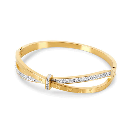 Bracelete Romano Zircônia Banhado em Ouro 18K Bracelete Romano Zircônia Banhado em Ouro 18K Minha loja 18cm