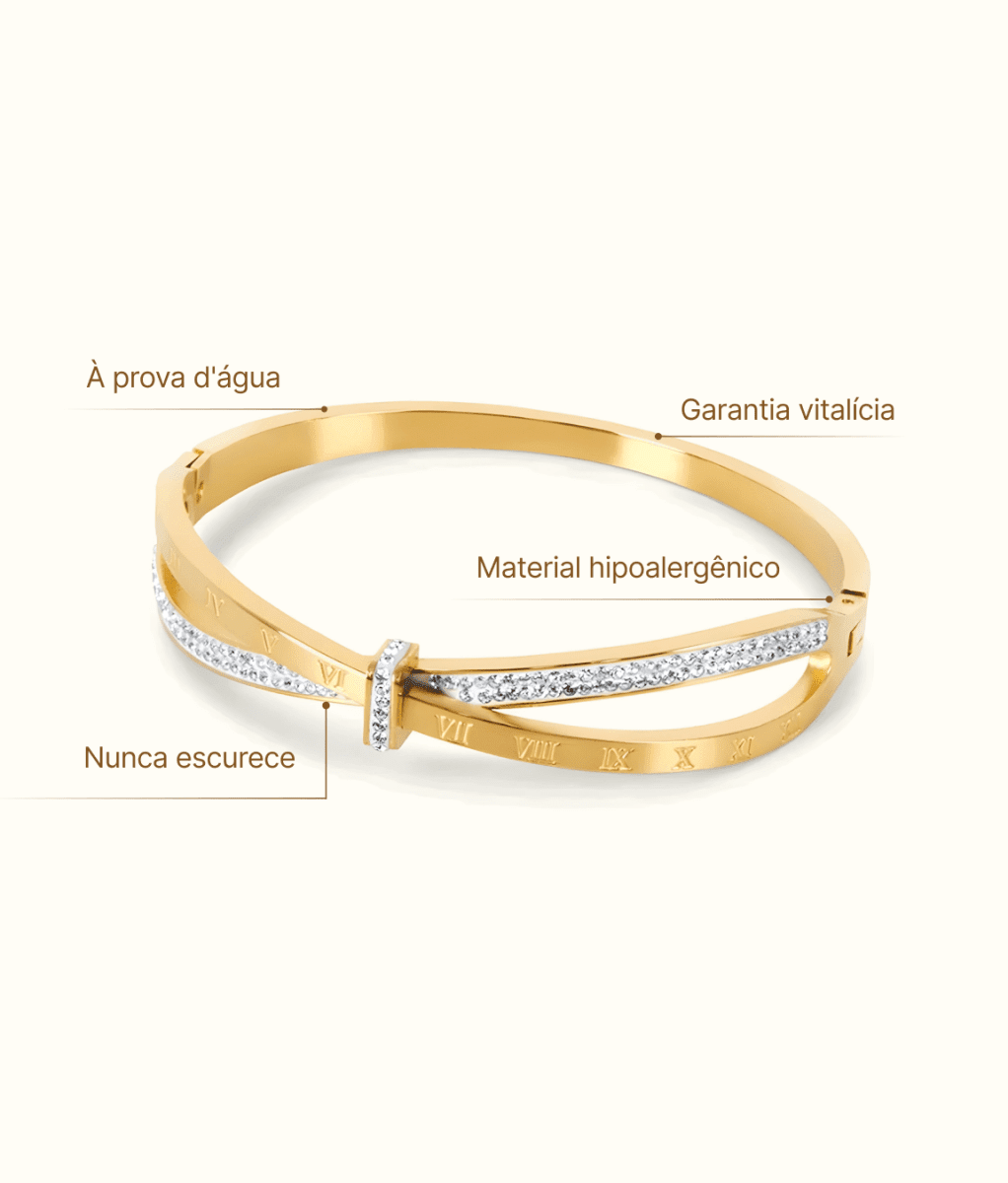 Bracelete Romano Zircônia Banhado em Ouro 18K Bracelete Romano Zircônia Banhado em Ouro 18K Minha loja