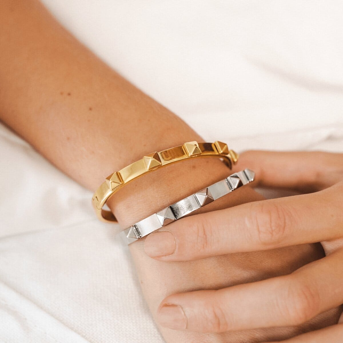 Bracelete Tachas - Prata Bracelete Tachas Banhado em Ouro 18K - Prata Minha loja