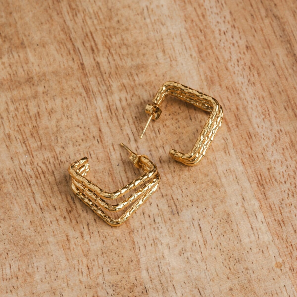 Brinco Amelie Triplo Divisões Banhado em Ouro 18K Brinco Minha loja