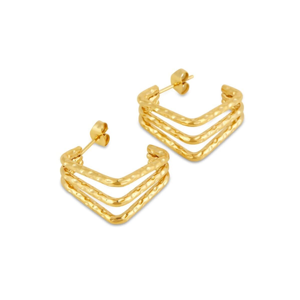 Brinco Amelie Triplo Divisões Banhado em Ouro 18K Brinco Minha loja Ouro