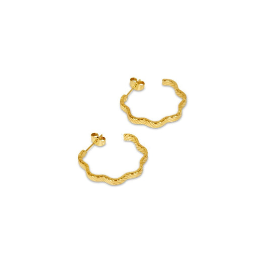 Brinco Argola Wavy Texture Banhado em Ouro 18k Brinco Argola Wavy Texture Banhado em Ouro 18k Minha loja Ouro
