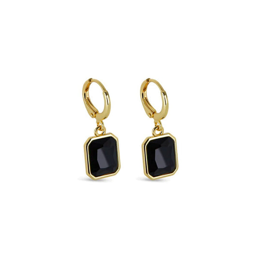 Brinco Argolinha Cristal Preto Banhado em Ouro 18k Brinco Argolinha Cristal Preto Banhado em Ouro 18k Minha loja Ouro
