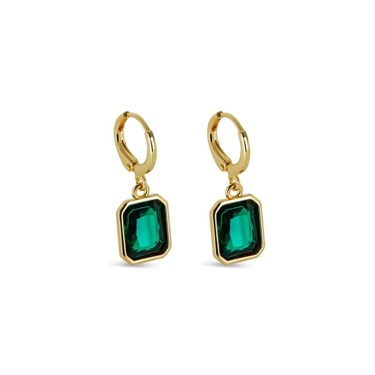 Brinco Argolinha Cristal Verde Banhado em Ouro 18k Brinco Argolinha Cristal Verde Banhado em Ouro 18k Minha loja Ouro
