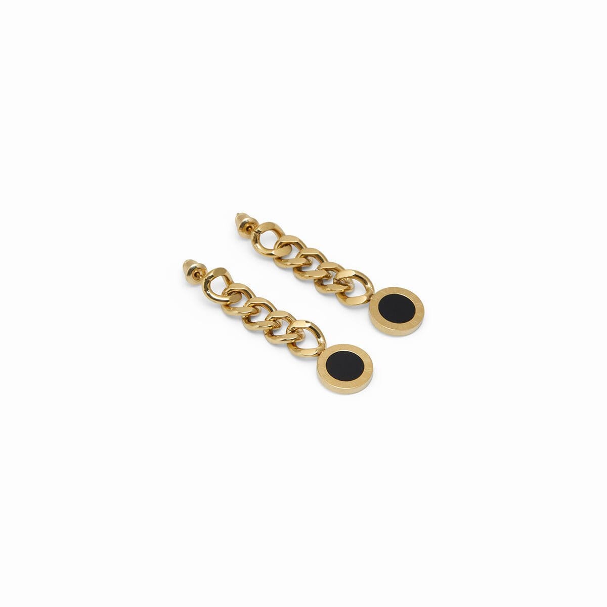 Brinco Corrente Glamour Pedra Onix Banhado em Ouro 18K Brinco Corrente Glamour Pedra Onix Banhado em Ouro 18K Minha loja Ouro