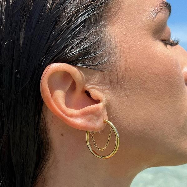 Brinco de Argola Pipa Banhado em Ouro 18K Brinco de Argola Pipa Banhado em Ouro 18K Minha loja