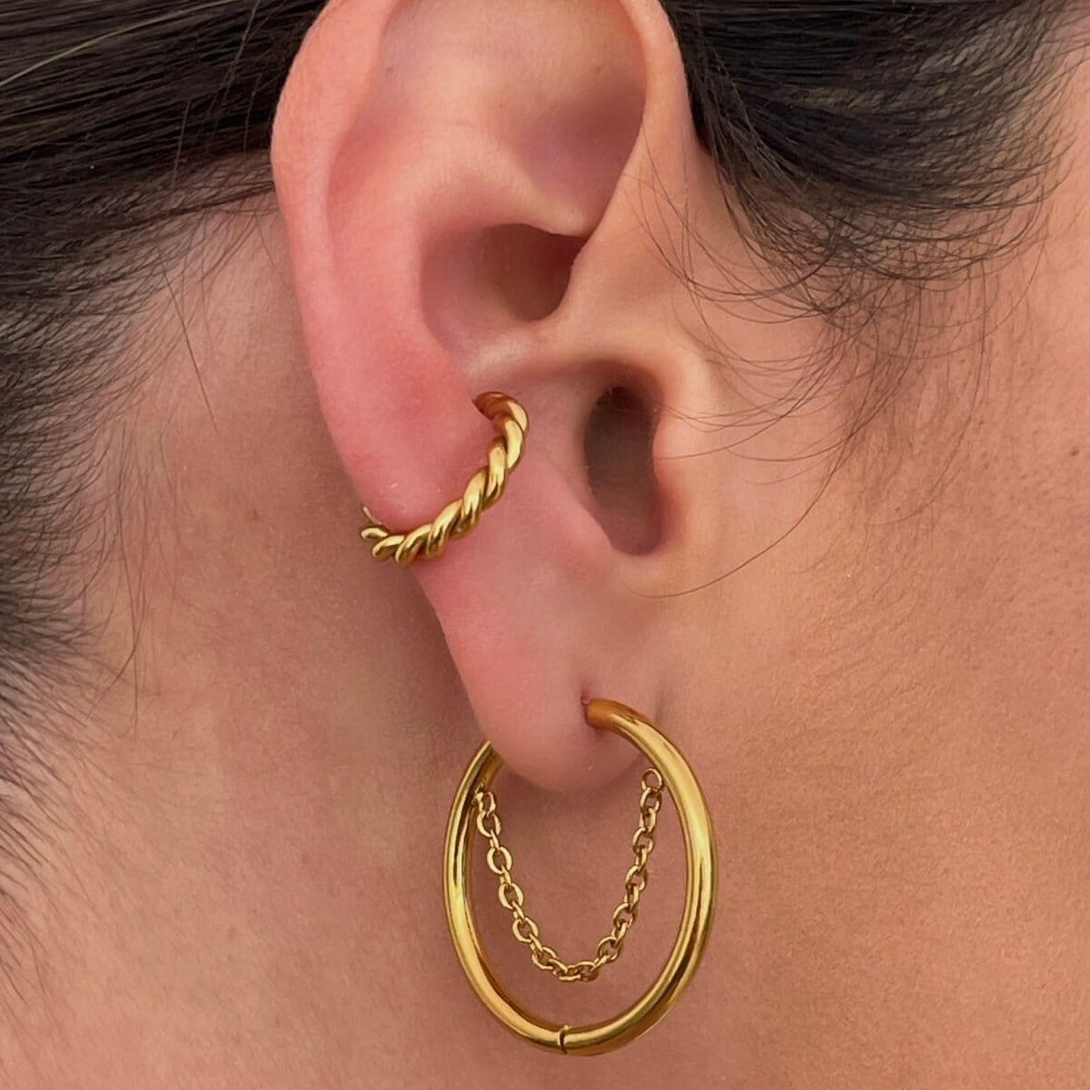 Brinco de Argola Pipa Banhado em Ouro 18K Brinco de Argola Pipa Banhado em Ouro 18K Minha loja