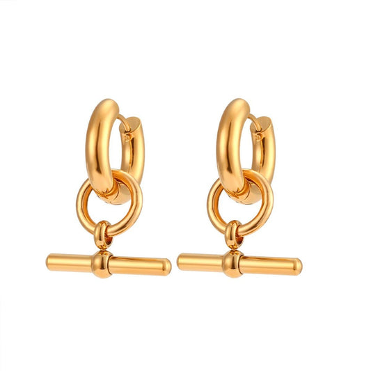 Brinco de Barra em T Banhado em Ouro 18k Brinco de Barra em T Banhado em Ouro 18k Minha loja Ouro