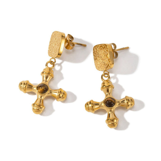 Brinco Olho de Tigre Banhado em Ouro 18k Brinco Olho de Tigre Banhado em Ouro 18k Minha loja Ouro