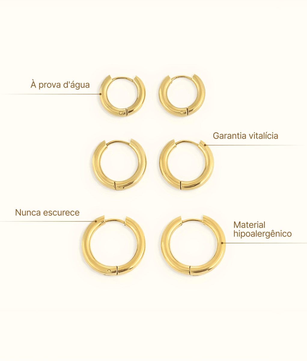 Brinco Trio de Argolas Banhado em Ouro 18K Brinco Trio de Argolas Banhado em Ouro 18K Minha loja