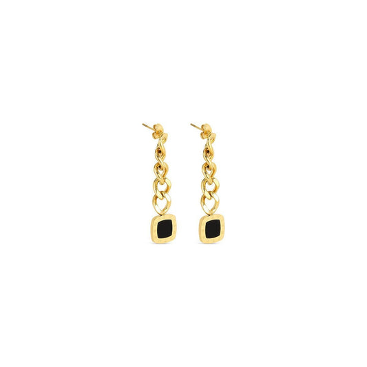 Brincos Lorenza Pendentes Ônix Banhado em Ouro 18k Brincos Lorenza Pendentes Ônix Banhado em Ouro 18k Minha loja Ouro