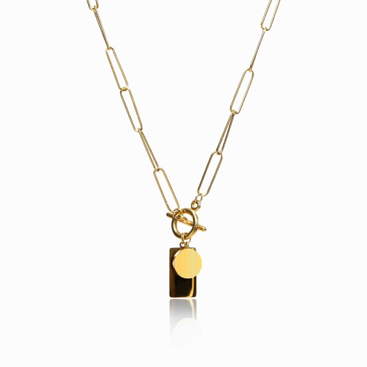 Colar Corrente Pingente Geométrico Liso Banhado em Ouro 18K Colar Corrente Pingente Geométrico Liso Banhado em Ouro 18K Minha loja Ouro 45cm