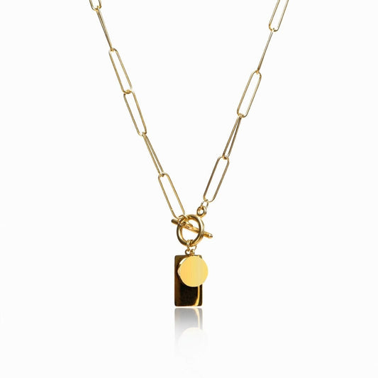 Colar Corrente Pingente Geométrico Liso Banhado em Ouro 18K Colar Corrente Pingente Geométrico Liso Banhado em Ouro 18K Minha loja Ouro 45cm