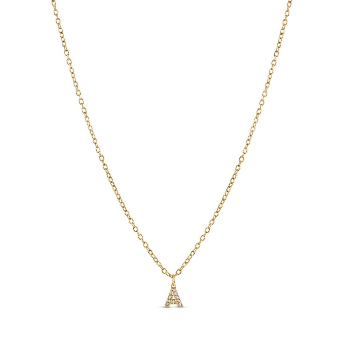 Colar Letra Inicial Stone Banhado em Ouro 18K Colar Letra Inicial Stone Banhado em Ouro 18K Minha loja Ouro A