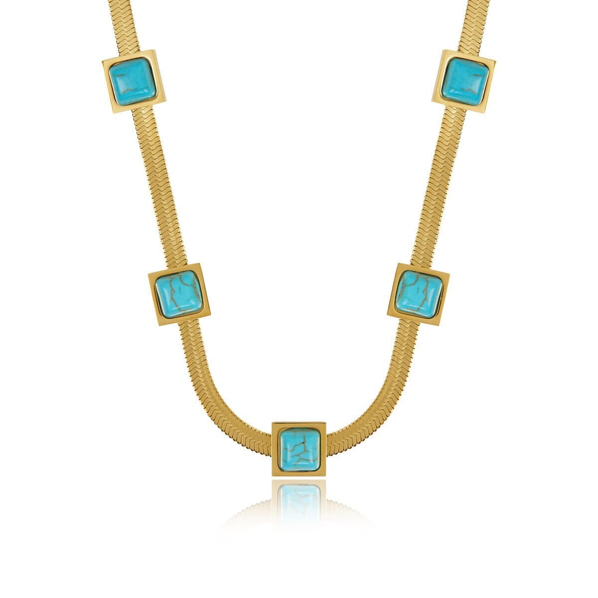 Colar Malha Pedra Aqua Banhado em Ouro 18K Colar Malha Pedra Aqua Banhado em Ouro 18K Minha loja 45cm