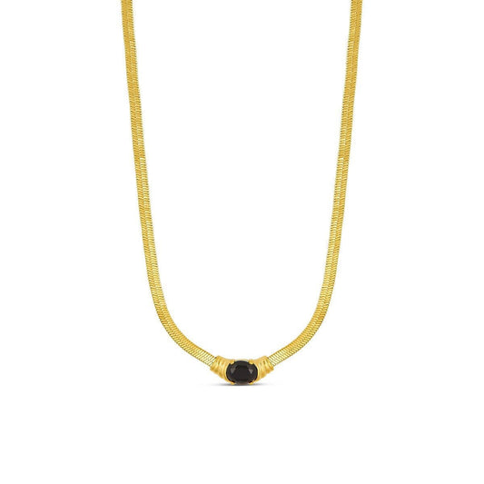 Colar Malha Pedra Ônix Banhado em Ouro 18K Colar Malha Pedra Ônix Banhado em Ouro 18K Minha loja Ouro