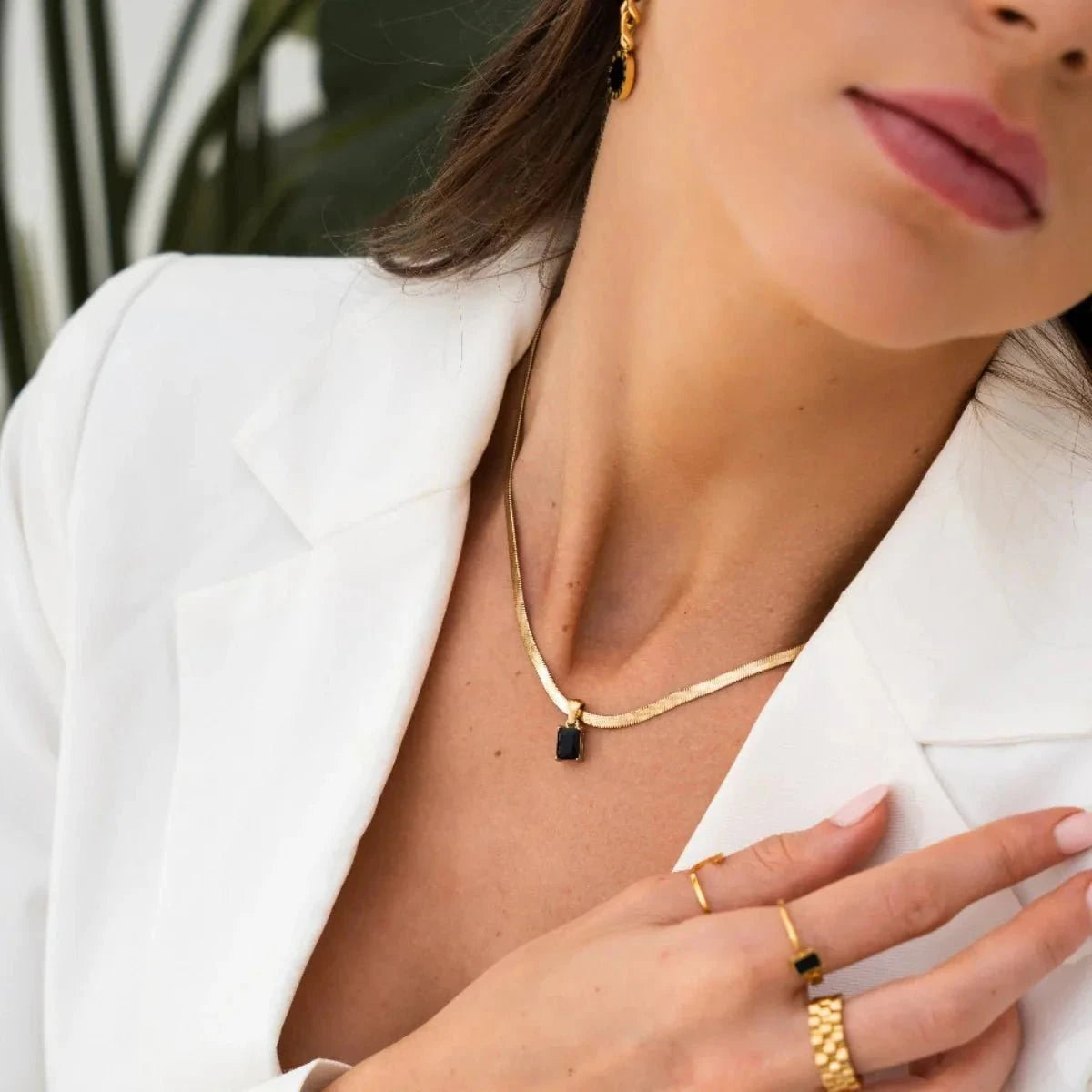 Colar Malha Pingente Riviera Banhado em Ouro 18k Colar Malha Pingente Riviera Banhado em Ouro 18k Minha loja