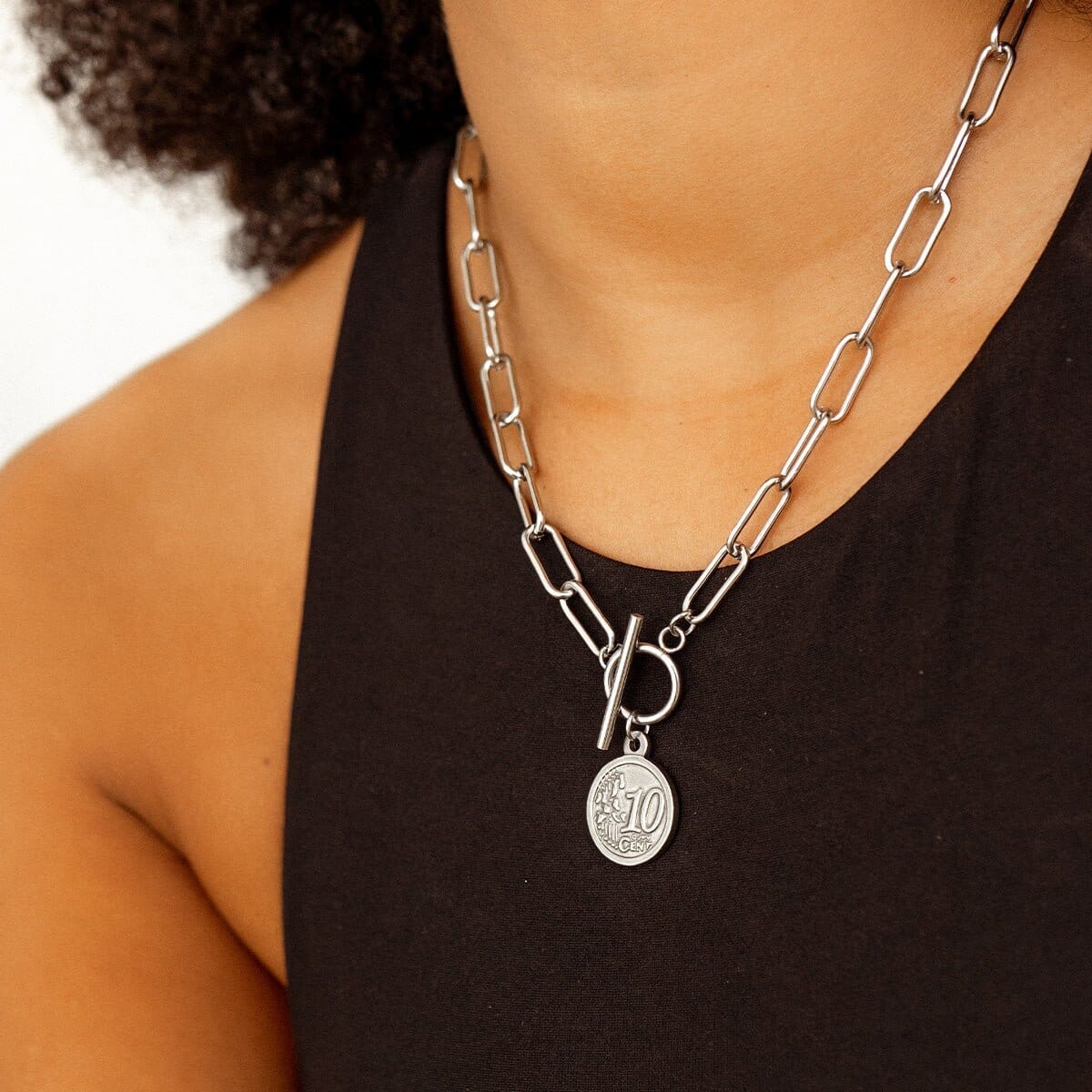 Colar New York Cents - Prata Colar New York Cents Banhado em Ouro 18K - Prata Minha loja