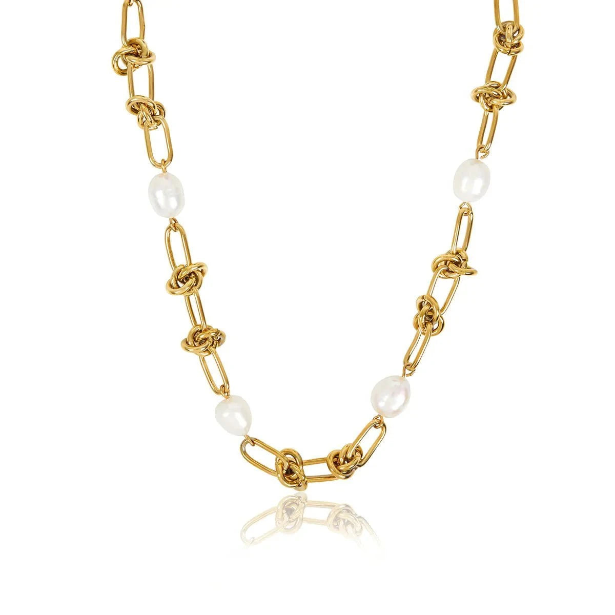 Colar Nó e Pérolas Banhado em Ouro 18k Colar Nó e Pérolas Banhado em Ouro 18 Minha loja Ouro