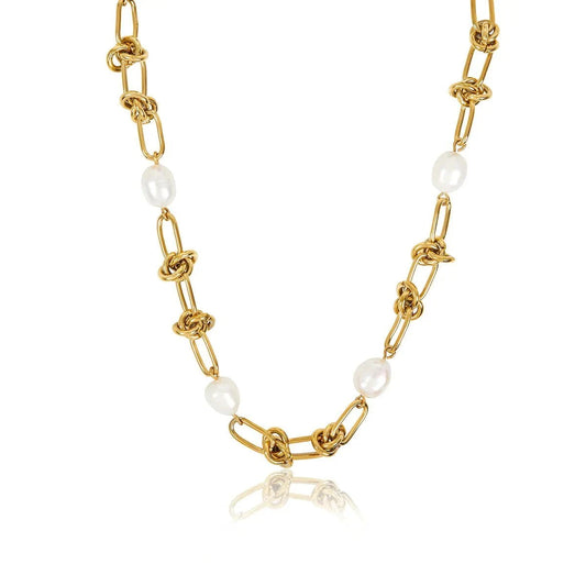 Colar Nó e Pérolas Banhado em Ouro 18k Colar Nó e Pérolas Banhado em Ouro 18 Minha loja Ouro