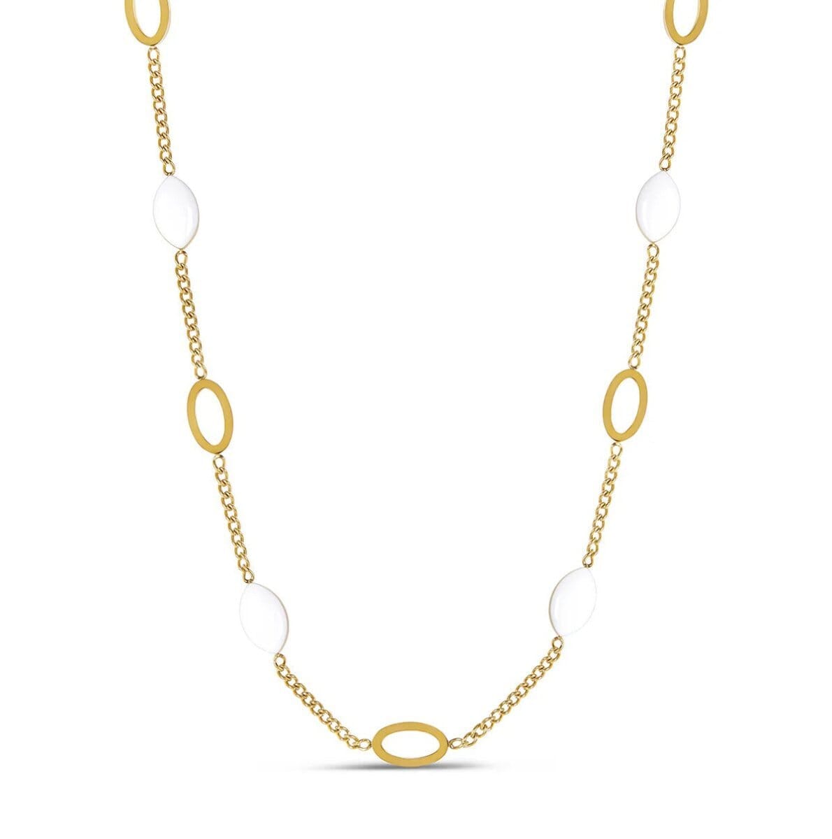 Colar Pingente Oval Angellica Banhado em Ouro 18K Colar Minha loja Ouro