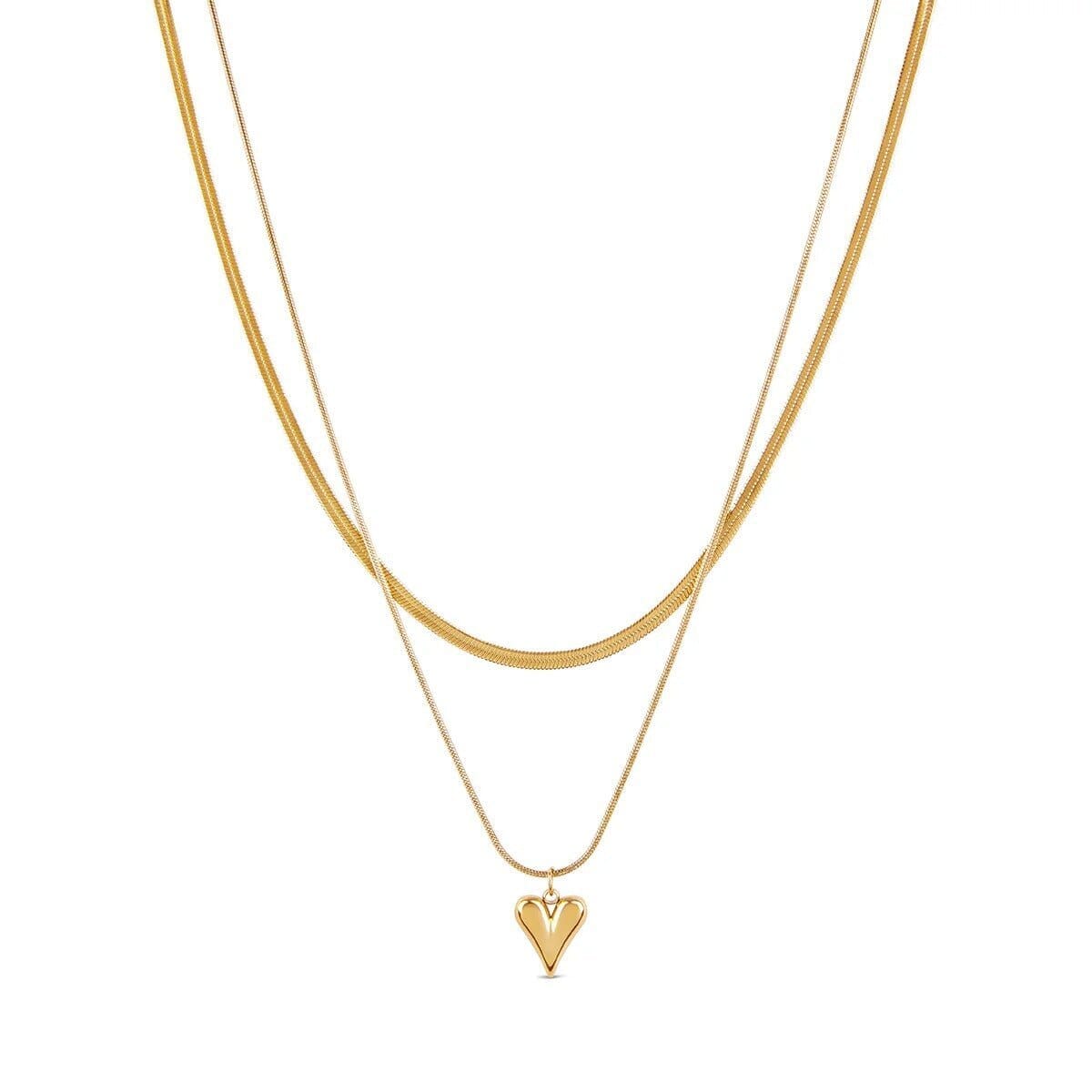 Mix de Colares Coração Esculpido Banhado em Ouro 18K Mix de Colar Minha loja Ouro