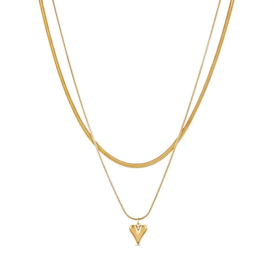 Mix de Colares Coração Esculpido Banhado em Ouro 18K Mix de Colar Minha loja Ouro
