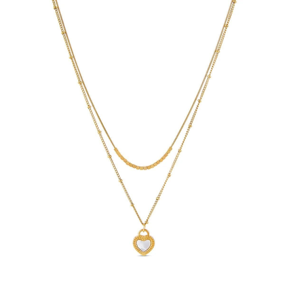 Mix de Colares Coração Marmorizado Banhado em Ouro 18K Mix de Colar Minha loja Ouro