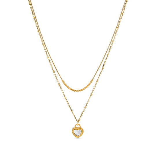 Mix de Colares Coração Marmorizado Banhado em Ouro 18K Mix de Colar Minha loja Ouro