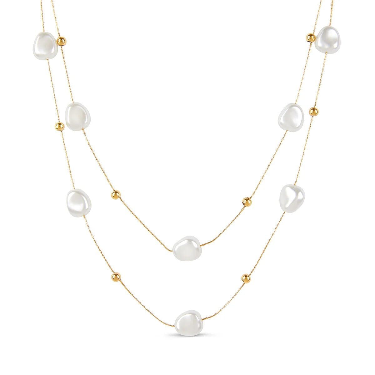 Mix de Colares Pérolas Irregulares Banhado em Ouro 18K Mix de Colar Minha loja Ouro