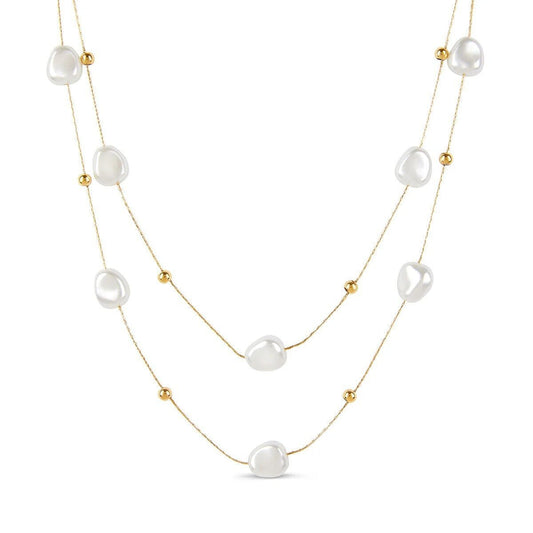 Mix de Colares Pérolas Irregulares Banhado em Ouro 18K Mix de Colar Minha loja Ouro