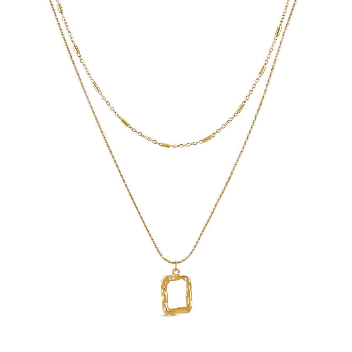 Mix de Colares Pingente Abstrato Banhado em Ouro 18K Mix de Colar Minha loja Ouro