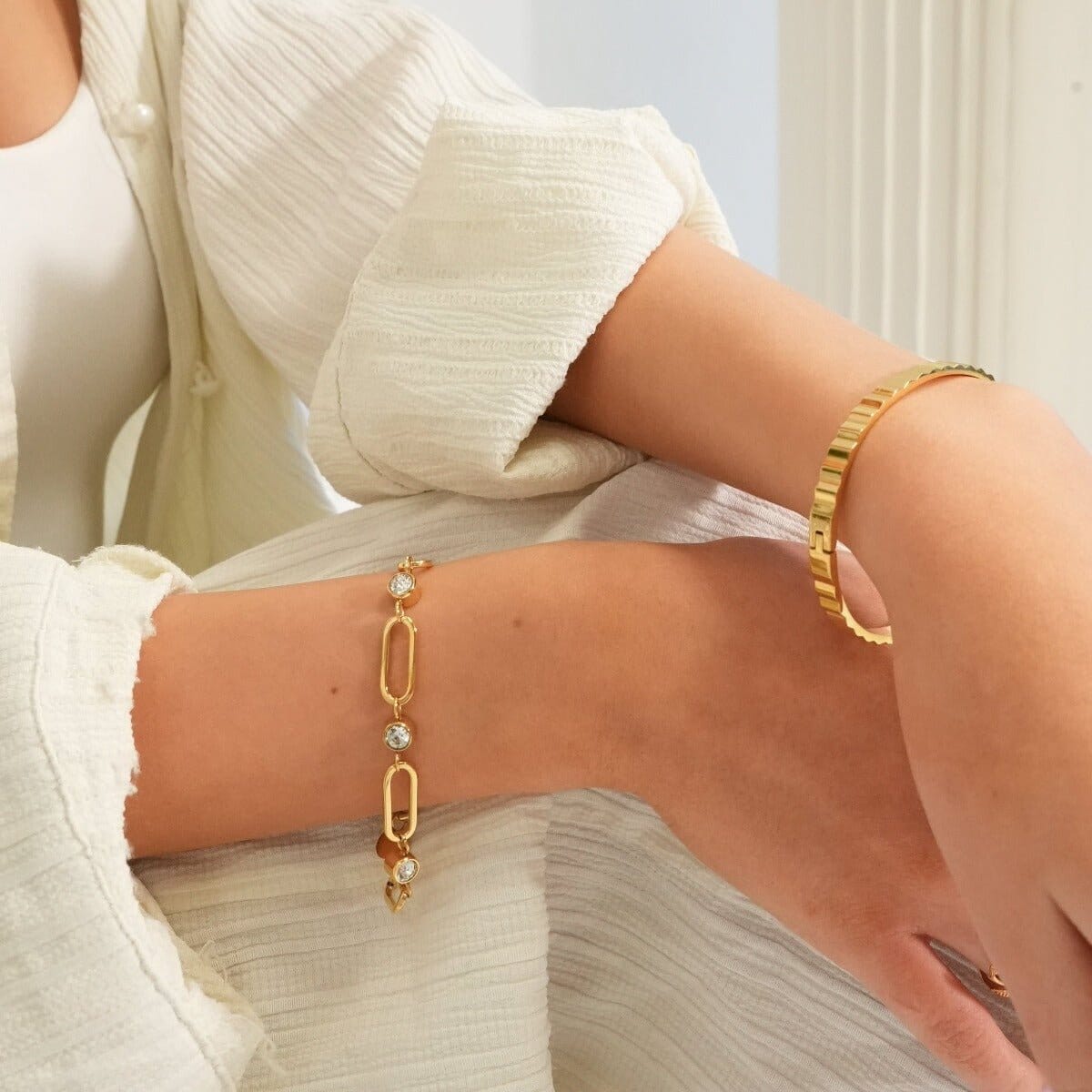 Pulseira Crystal Link Banhada em Ouro 18k Pulseira Crystal Link Banhada em Ouro 18k Minha loja