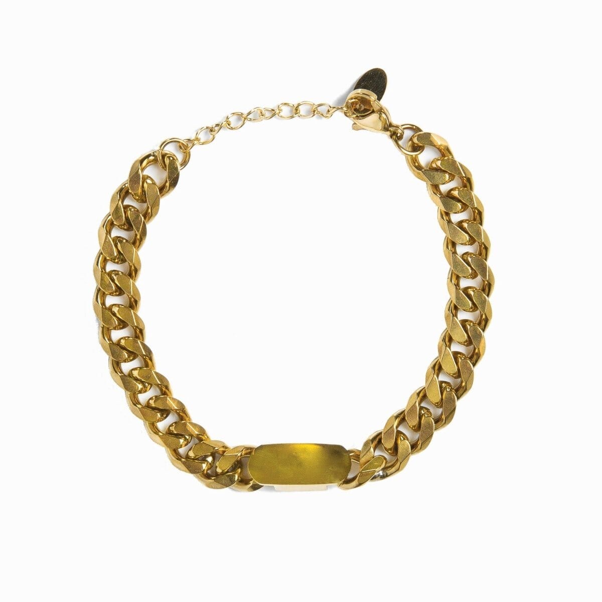 Pulseira de Corrente Pingente Retangular Banhada em Ouro 18k Pulseira de Corrente Pingente Retangular Banhada em Ouro 18k Minha loja 16cm