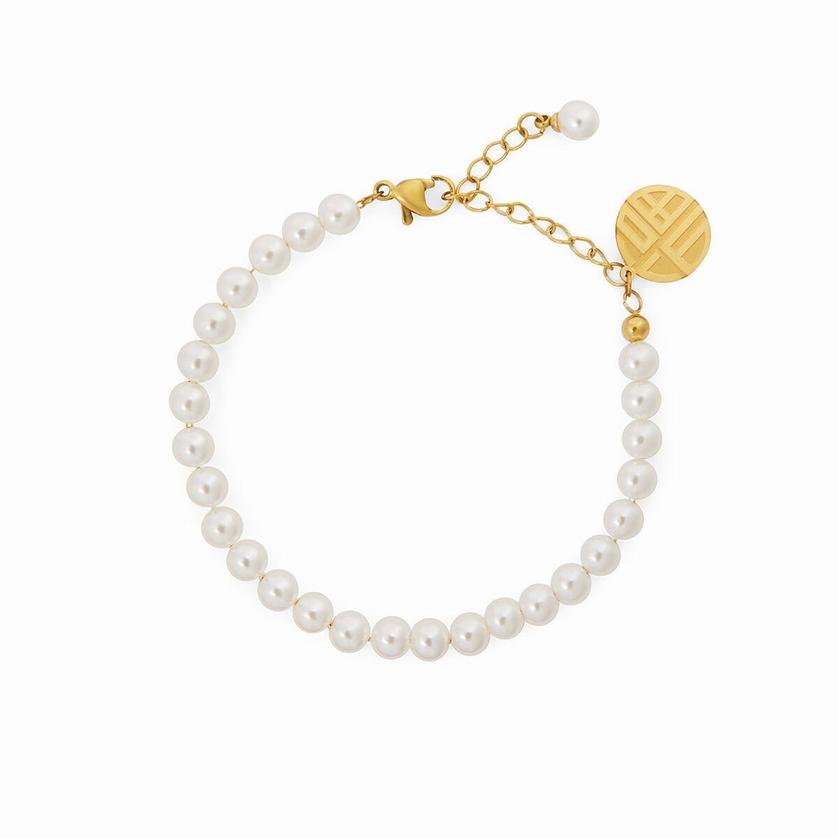 Pulseira de Pérolas Charm Banhada em Ouro 18K Pulseira de Pérolas Charm Banhada em Ouro 18K Minha loja 18cm