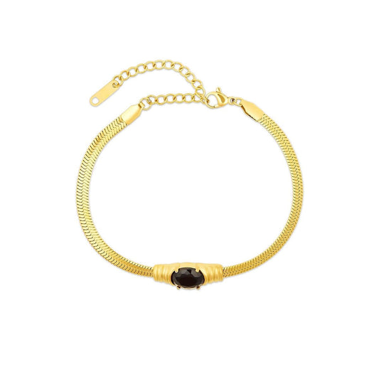 Pulseira Malha Pedra Ônix Banhado em Ouro 18K Pulseira Malha Pedra Ônix Banhado em Ouro 18K Minha loja Ouro