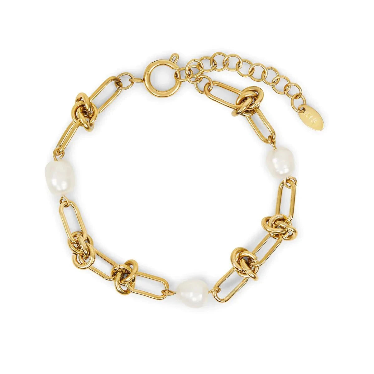 Pulseira Nó e Pérolas Banhado em Ouro 18k Pulseira Nó e Pérolas Banhado em Ouro 18k Minha loja Ouro