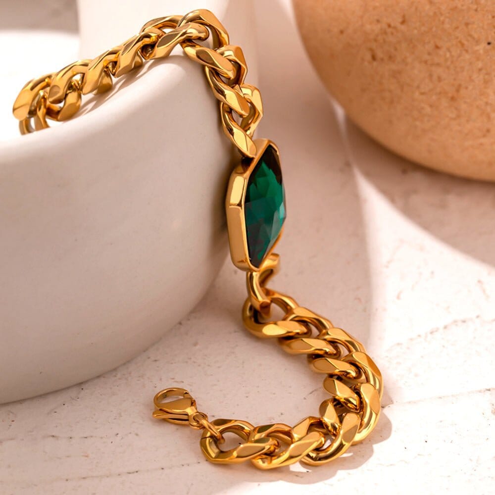 Pulseira Rich Pedra Verde Esmeralda Banho Ouro 18k Pulseira Rich Pedra Verde Esmeralda Banho Ouro 18k Minha loja